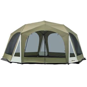 Outsunny Screen House Room 18 x 17 Ft Outdoor Camping Tent, 20 Person Canopy Tent with 8 Mesh Windows 2 Doors Portable Carry Bag for Fishing Hiking