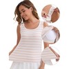 INSPIRE CHIC Women's Buckled Straps Breastfeeding Maternity U-Neck with Padded Loose Fit Longline Striped Tank Top - 3 of 4