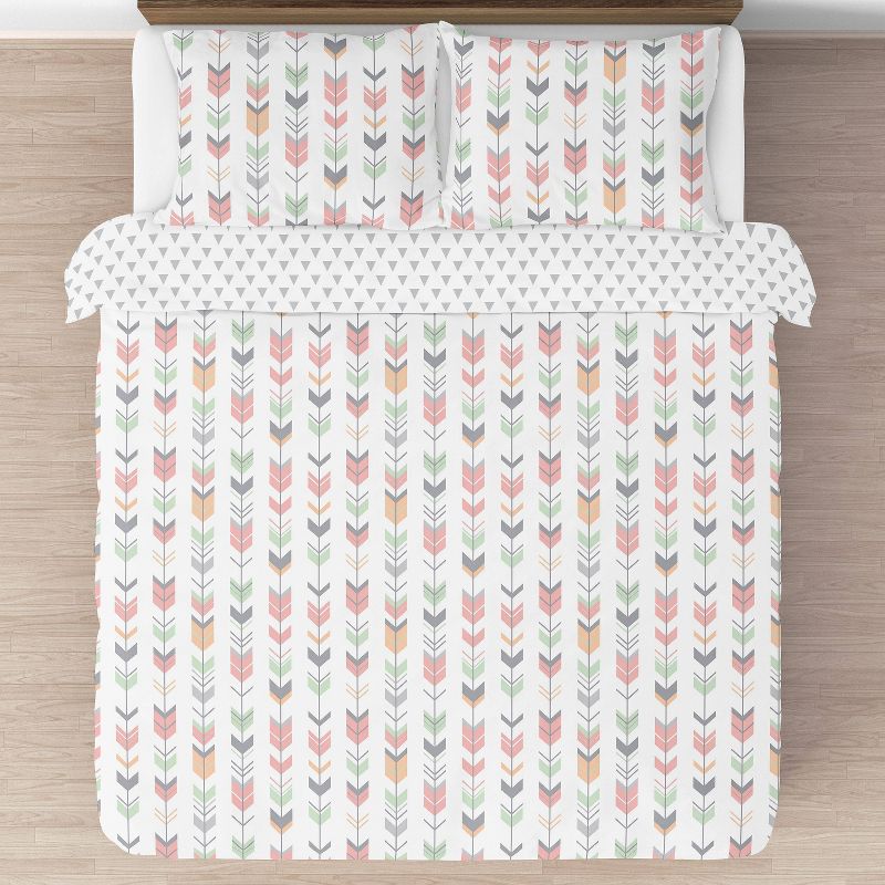 3pc Mod Arrow Full/Queen Kids&#39; Comforter Bedding Set Coral and Mint - Sweet Jojo Designs, 5 of 7