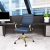 LeisureMod Benmar Leather Office Chair with Gold Accents, Adjustable Height, and Swivel Base - 2 of 4