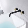 Sumerain Wall Mount Tub Faucet with 2 Cross Handles Black and Gold, Long Spout Reach High Flow - 3 of 4