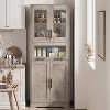 Pantry Cabinet, Tall Bathroom Storage Cabinet with Glass Doors and Adjustable Shelf, Freestanding Cupboard Tall Linen Cabinets for Kitchen, White - 3 of 4