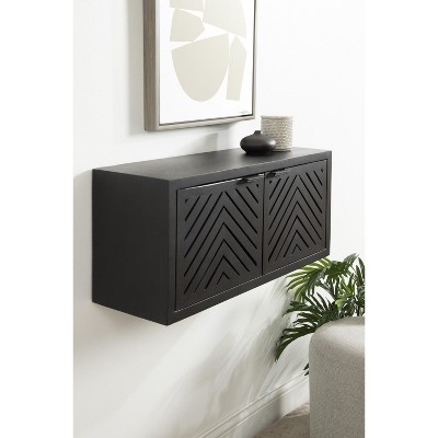 Black Mango Wood 2-Door Wall Cabinet, 30x10x14
