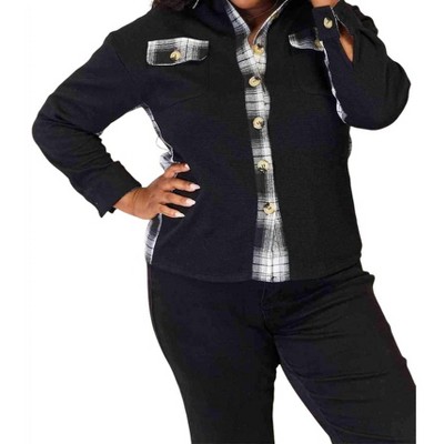 Women's Chic Plaid Drop Shoulder Jacket - Double Take