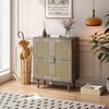 APRILSOUL 4-Doors Rattan Mesh Storage Cabinet, Sideboard with Eight Storage Spaces, for Entryway, Living Room, Hallway - 2 of 4