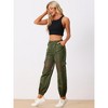 Allegra K Women's High Waist Sports Elastic Mesh Panel Sheer Baggy Cargo Pants - 4 of 4