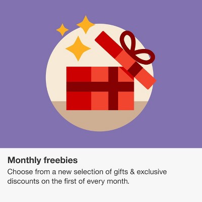 Monthly freebies. Choose from a new selection of gifts & exclusive discounts on the first of every month.