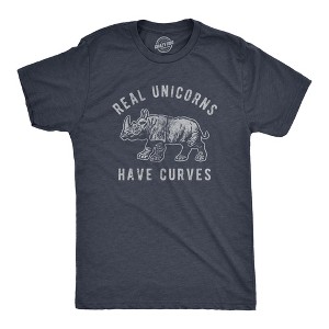 Mens Real Unicorns Have Curves T Shirt Funny Rhino Sarcastic Novelty Tee - Crazy Dog Men's T Shirt - 1 of 4