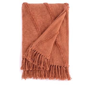 Shiraleah Light Weight Ginger Haven Tufted Throw with Fringe