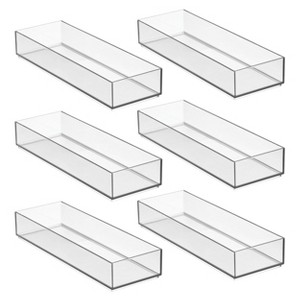 iDesign Plastic Makeup Drawer Organizer Tray - Set of 6 - Clear - 1 of 4