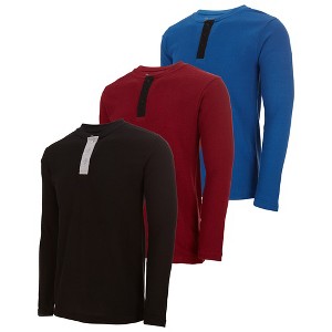 DARESAY Men's Thermal Crew Long Sleeve Henley Tops Base Layer Shirt, Pack of 3 - 1 of 4