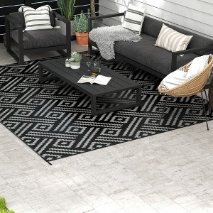 Gulches Outsunny Reversible Outdoor Rug, 9' x 12' Waterproof Plastic Straw Floor Mat with Carry Bag - 1 of 4