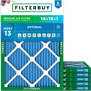 Filterbuy 14x18x1 Air Filter (6-Pack), Pleated MERV 13 Health Defense Replacement HVAC AC Furnace Filters (Actual Size: 13.50 x 17.50 x 0.75) - 1 of 4