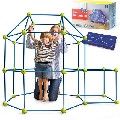 Joyfy Fort Building Kit for Kids, 81 Pcs Creative Construction Toy with Starry Cloth, Kids Tunnel DIY STEM Toy Birthday Gift for Boys Girls Aged 4-12