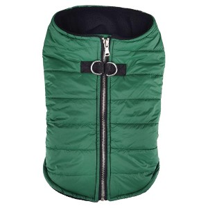 Doggie Design Zip-up Dog Puffer Vest - Dark Green - 1 of 3