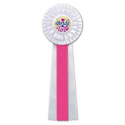 Beistle Bride To Be Deluxe Rosette, 4.5" x 13.5", (2/Pkg) Multicolored