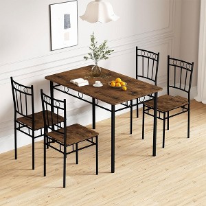 Dyonery Rectangular Dining Table Set for 4,5-Piece Kitchen Table and 4 Chairs,Dining Room Table Set,Space-Saving Kitchen Table Set for Small Space - 1 of 4