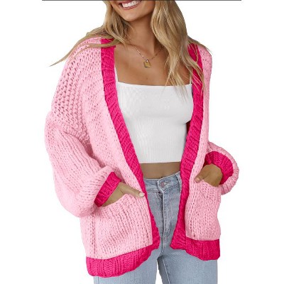 Women's Cardigan Soft Pocketed Long Sleeves Casual Knitted Open Front Cardigans Lightweight Sweaters