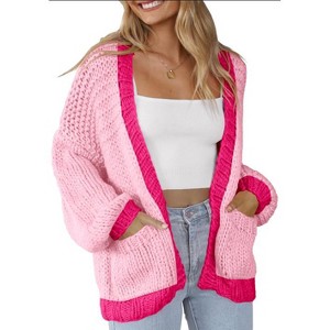 Women's Cardigan Soft Pocketed Long Sleeves Casual Knitted Open Front Cardigans Lightweight Sweaters - 1 of 2