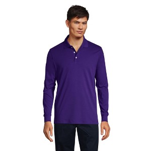 Lands' End School Uniform Men's Long Sleeve Interlock Polo Shirt - 1 of 4