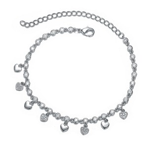Guili Stylish White Gold Plated Adjustable Heart Bracelet with Sparkling Cubic Zirconia – Perfect for Kids and Teens - 1 of 3