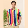 Lars Amadeus Men's Short Sleeve Button Down Summer Beach Vertical Striped Shirts - 2 of 4