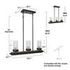 LNC Laius 3-Lights  28.5" Farmhouse Linear Kitchen Island Pendant  Lights, Brown  Wood and Matte Black - 3 of 4