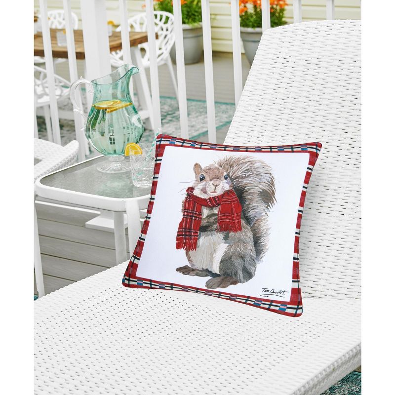 C&F Home 18" x 18" Plaid Squirrel Indoor / Outdoor Christmas Holiday Throw Pillow, 4 of 10