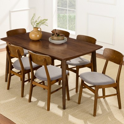 Best Choice Products 7-Piece Mid-Century Modern Upholstered Dining Set, Wooden Table w/ 6 Chairs