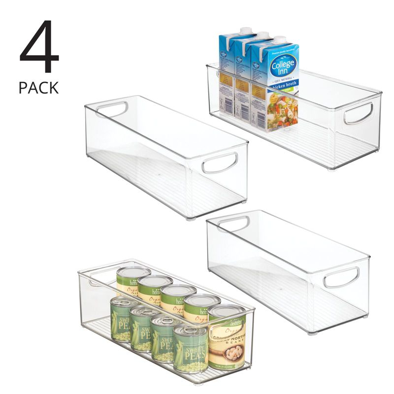 mDesign Plastic Kitchen Pantry Storage Organizer Bin with Handles, 4 Pack - Clear, 16 x 5.75 x 5, 2 of 10