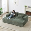 87" Oversized Sectional Lounge Chaise Sofa, Plush Corduroy Fabric Cloud Loveseat with 2 Removable Footstools, No Assembly Required - 2 of 4