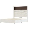 Polibi Velvet Bed Frame with Tufted Headboard, Shelf Storage, USB Ports & LED Light - 3 of 4