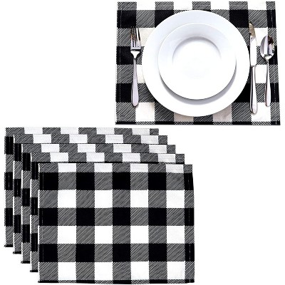 Buffalo Plaid Placemats, Farmhouse Décor (16.5 x 12.6 in, 6-Pack)