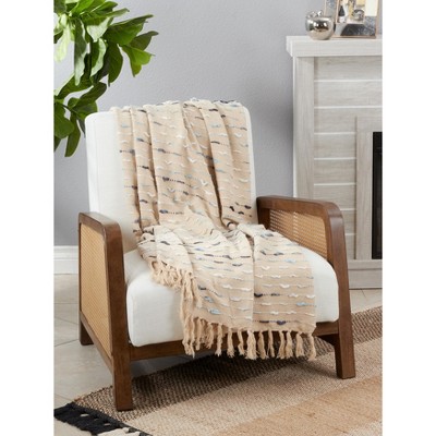 Boho-Chic Multicolor Stitched Striped Throw with Tassels