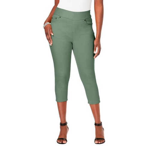 Jessica London Women's Plus Size Classic Denim Capri, 28 - Dark Olive Green  : Target