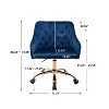 Velvet Swivel Office Chair with Wheels, Comfortable Home Desk Chair with Gold Metal Base for Study or Office – The Pop Home - 3 of 4