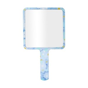 Unique Bargains Floral Square Handheld Mirror Blue 1 Pc - 1 of 3