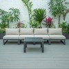 LeisureMod Chelsea 5-Piece Outdoor Patio Sectional Set with Coffee Table – Black Aluminum Frame, Cushions, Weather-Resistant - 3 of 4
