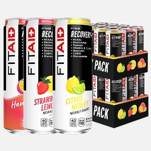 FITAID Post Workout Recovery Blend, Variety Pack, Naturally Sweetened, BCAAs, Glucosamine, Electrolytes, L-Glutamine, L-Arginine 12 Fl Oz (Pack of 24) - 1 of 4