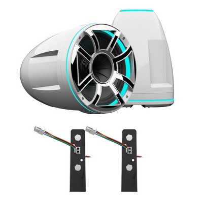 Wet Sounds REV 12 HD 12" Horn Loaded Compression Driver Tower Speakers with XS Grills & ADP-REV-HD-X-B X-Mount, 400 Watts RMS, White, Pair