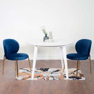 NicBex Round Dining Table Set for 2 Morden Dining Room Table with 2 Velvet Chairs and MDF Tabletop for Dining Room - 1 of 4