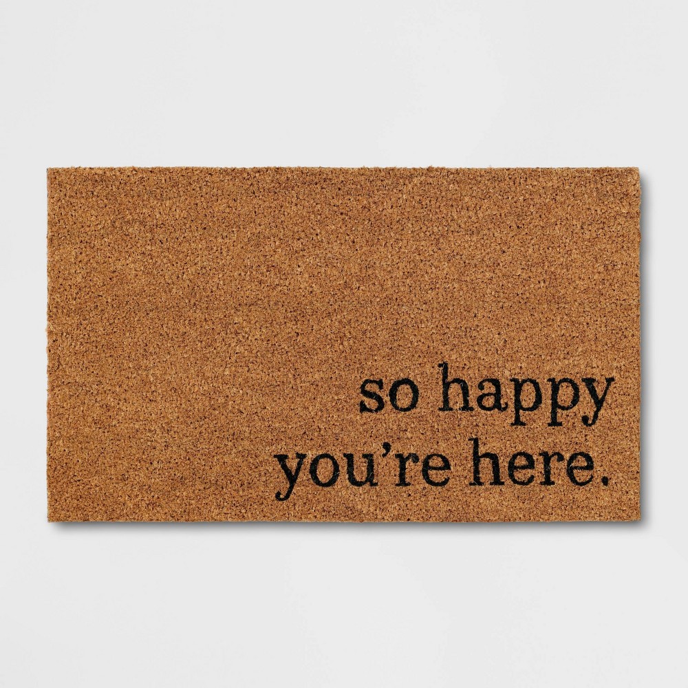 Photos - Doormat 1'6"x2'6" So Happy You're Here  Natural - Threshold™
