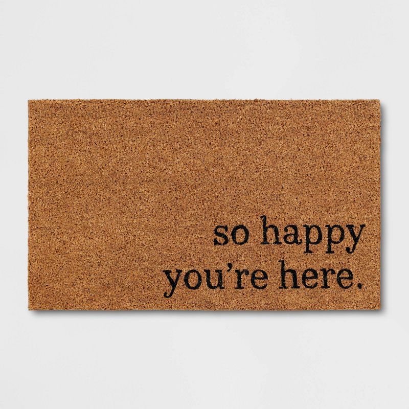 1&#39;6&#34;x2&#39;6&#34; So Happy You&#39;re Here Doormat Natural - Threshold&#8482;, 1 of 12