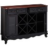 Kings Brand Furniture Buffet Server Wine Cabinet Console Table, Black / Walnut - 2 of 4