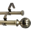 Urbanest Fluted Ball Flat Button 1-inch 3-4 inch Double Drapery Curtain Window Rod Set - 4 of 4