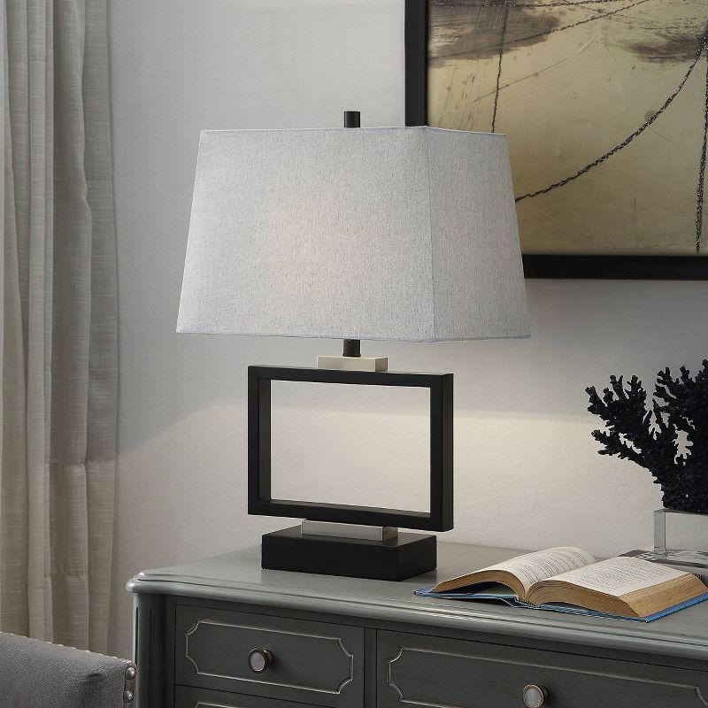 Logan Open Design Table Lamp with Fabric Shade Black/Gray - StyleCraft, 6 of 8