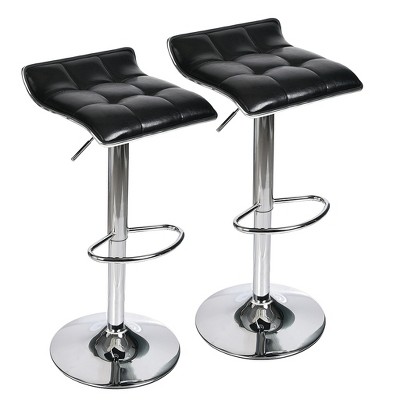 ELECWISH Set of 2 Barstool, Adjustable Swivel Bar Stools with PU Leather and Chrome Base, Gaslift Pub Counter Chairs