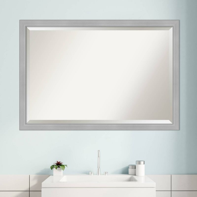 Vista Brushed Framed Bathroom Vanity Wall Mirror Nickel - Amanti Art, 6 of 11