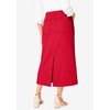 Jessica London Women's Plus Size Classic Cotton Denim Midi Skirt - 3 of 4