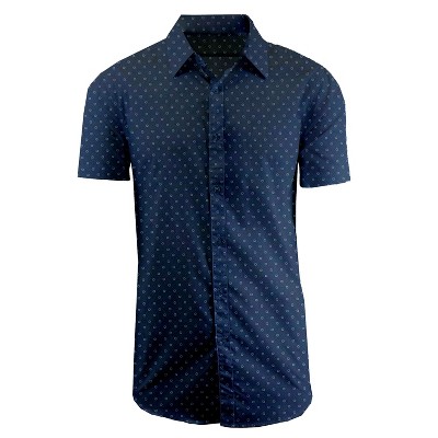 Galaxy By Harvic Men's Slim Fit  Short Sleeve Stretch Printed Dress Shirts